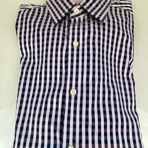 Johnston & Murphy Men's Medium Checkered Shirt - Blue and Pink